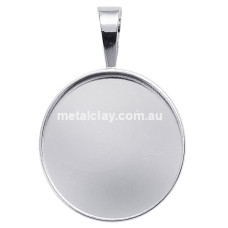 Silver Sterling 20mm Round Pendant Setting 